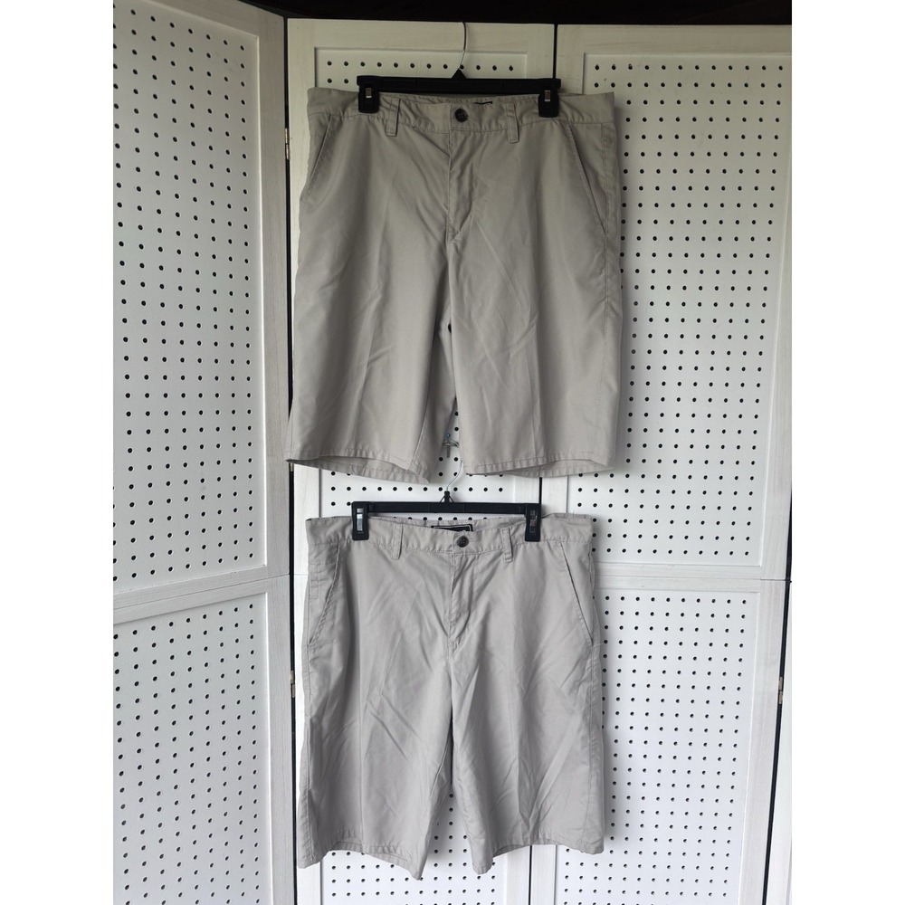 LOT/2 Ocean‎ Current Men's 34 Poly/Viscose Beige Chino Shorts Comfort Casual